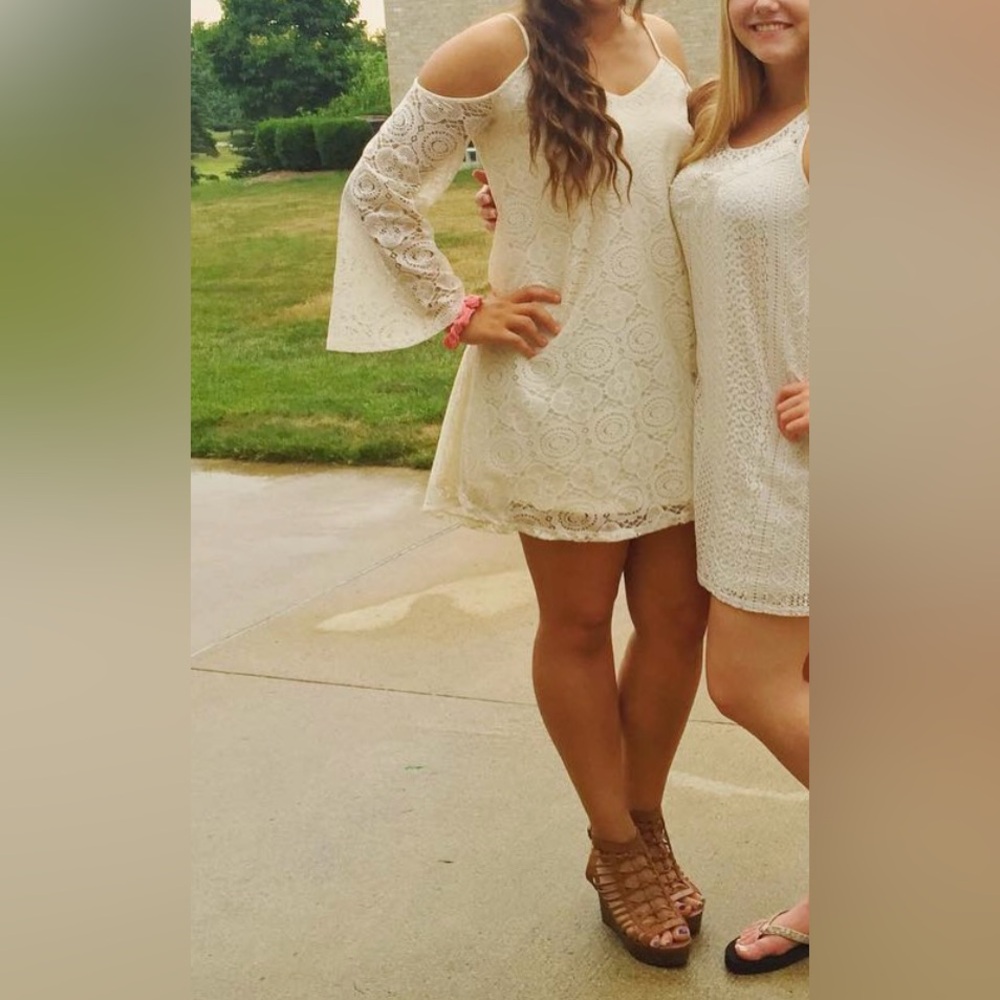 Off the shoulder lace white dress